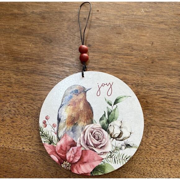 Bird "Joy" Christmas Holiday Ornament Gift Tag Primitives Country Farmhouse Wood - Picture 2 of 4